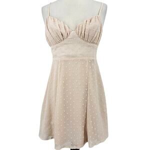Saints + Secrets Swiss Dot Mini Dress Palest Pink Women's Size Medium